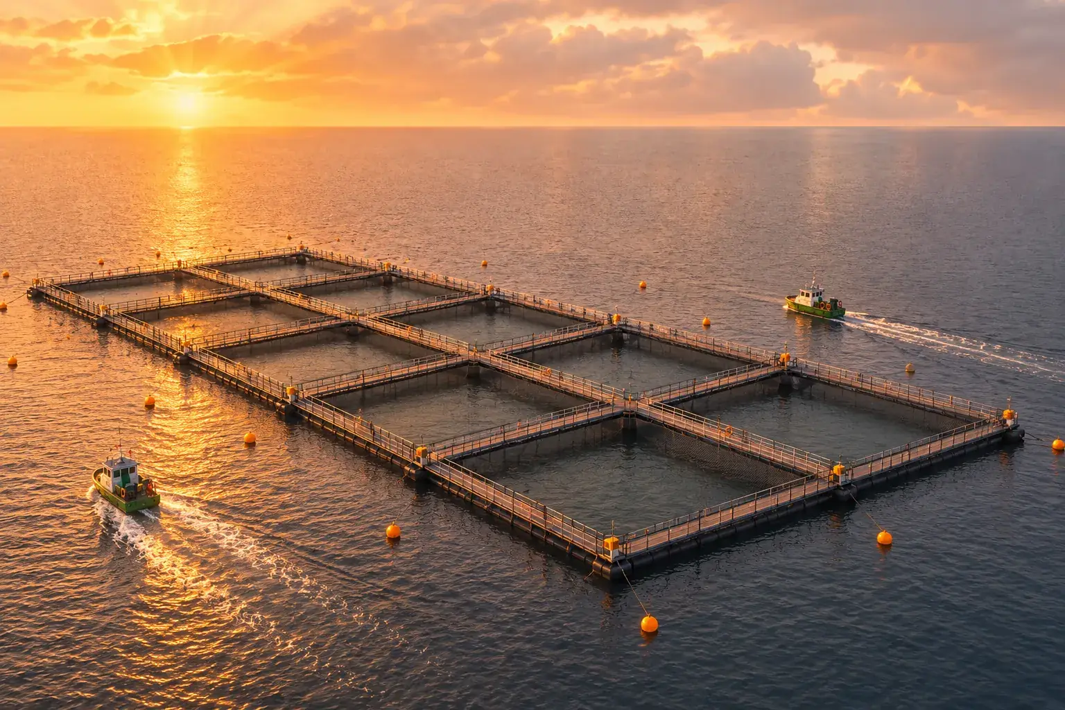 Cultivo acuícola en el mar